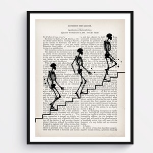 Phases of Step Movements Art Skeleton in Walking Sequence Poster Human Kinetics Art Kinesiology Art Anatomy Art Medical Art Orthopedic Gift