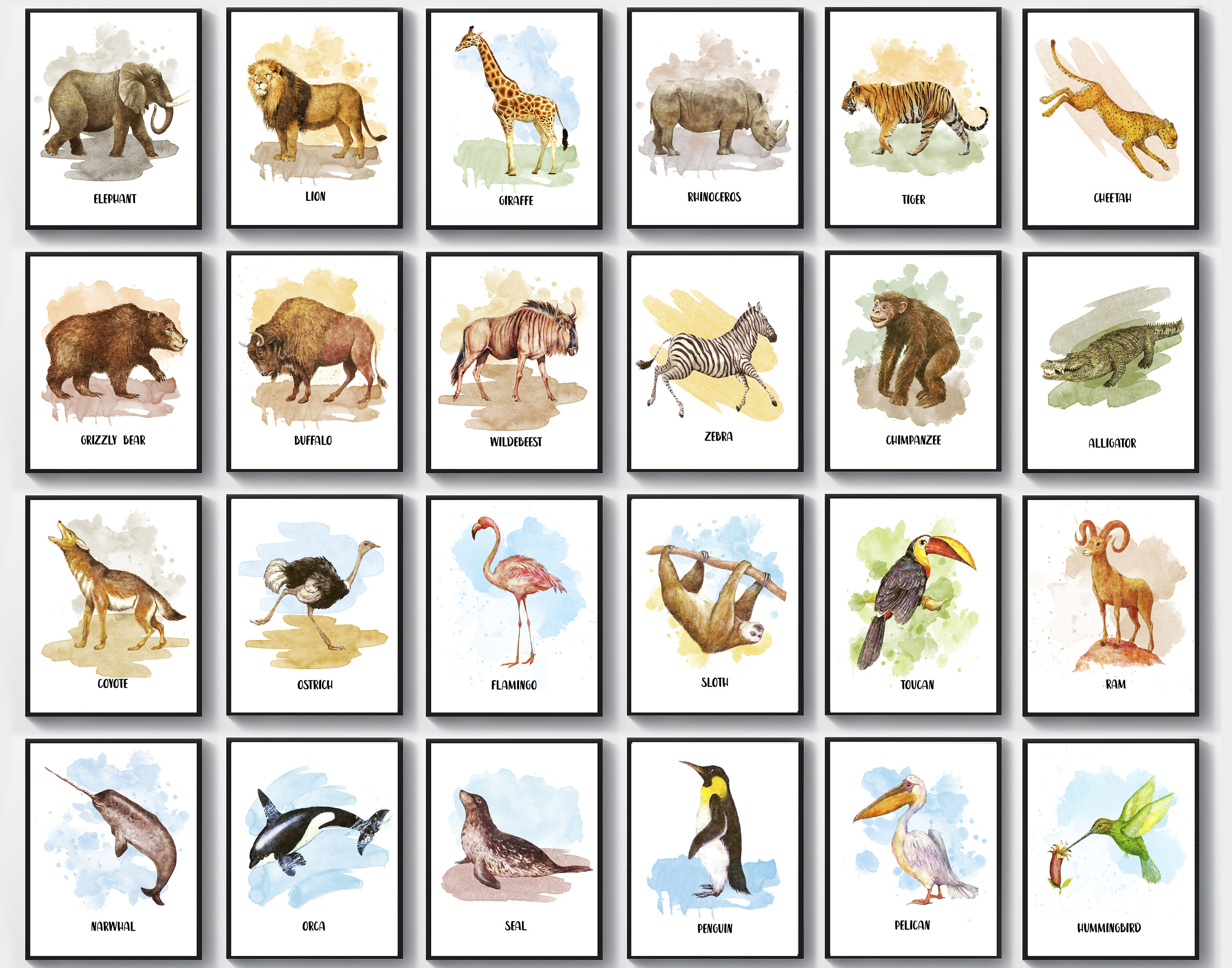 24 Wild Animal Art Watercolor Animal Painting Kids Room Decor - Etsy Ireland 24 Wild Animal Art Watercolor Animal Painting Kids Room Decor - Etsy Ireland