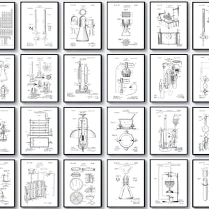 24 Chemistry Laboratory Equipment Patent Prints Science Blueprint Alchemy Art Chemist Gift Physicochemistry Poster Biochemistry Art Lab Gift