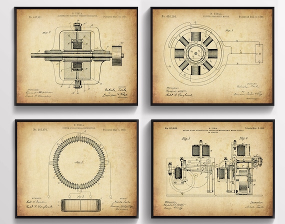 電気技師への4つの贈り物 ニコラ・テスラの発明特許 ヴィンテージ設計