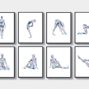 8 Physiotherapist Gift Fitness Exercises Posters Sports Therapy Art Yoga Art Gymnastics Art Home Gym Decor