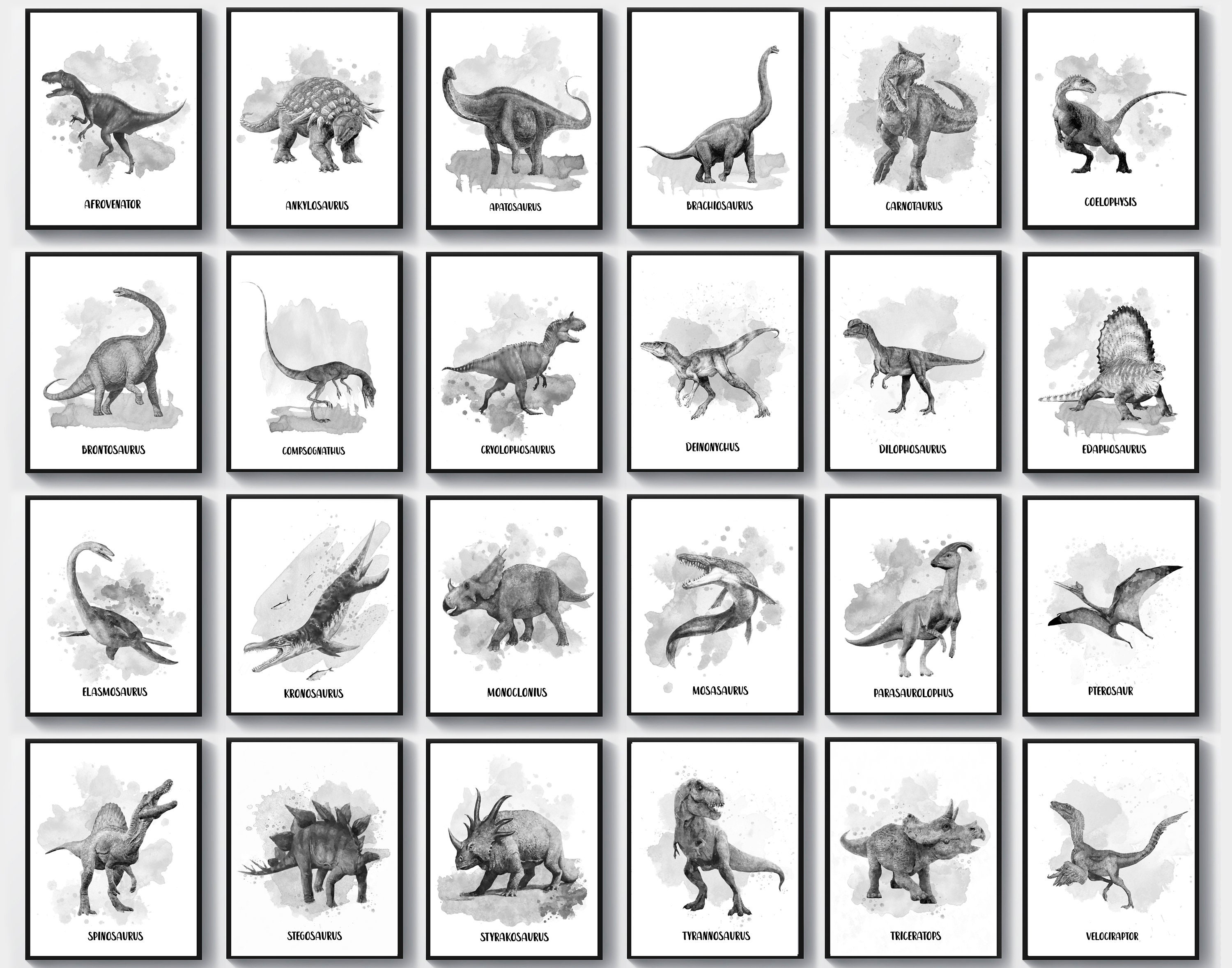 Dinosaurs With Names Poster Set 24 Dinosaur Types Black White - Etsy New Zealand Dinosaurs With Names Poster Set 24 Dinosaur Types Black White - Etsy New Zealand