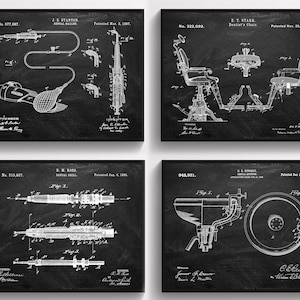 4 Dental Instruments Patent Dentist Blueprint Poster Dentist Gift Dental Drill Dentist Chair Wall Art Dental Clinic Wall Decor Chalkboard