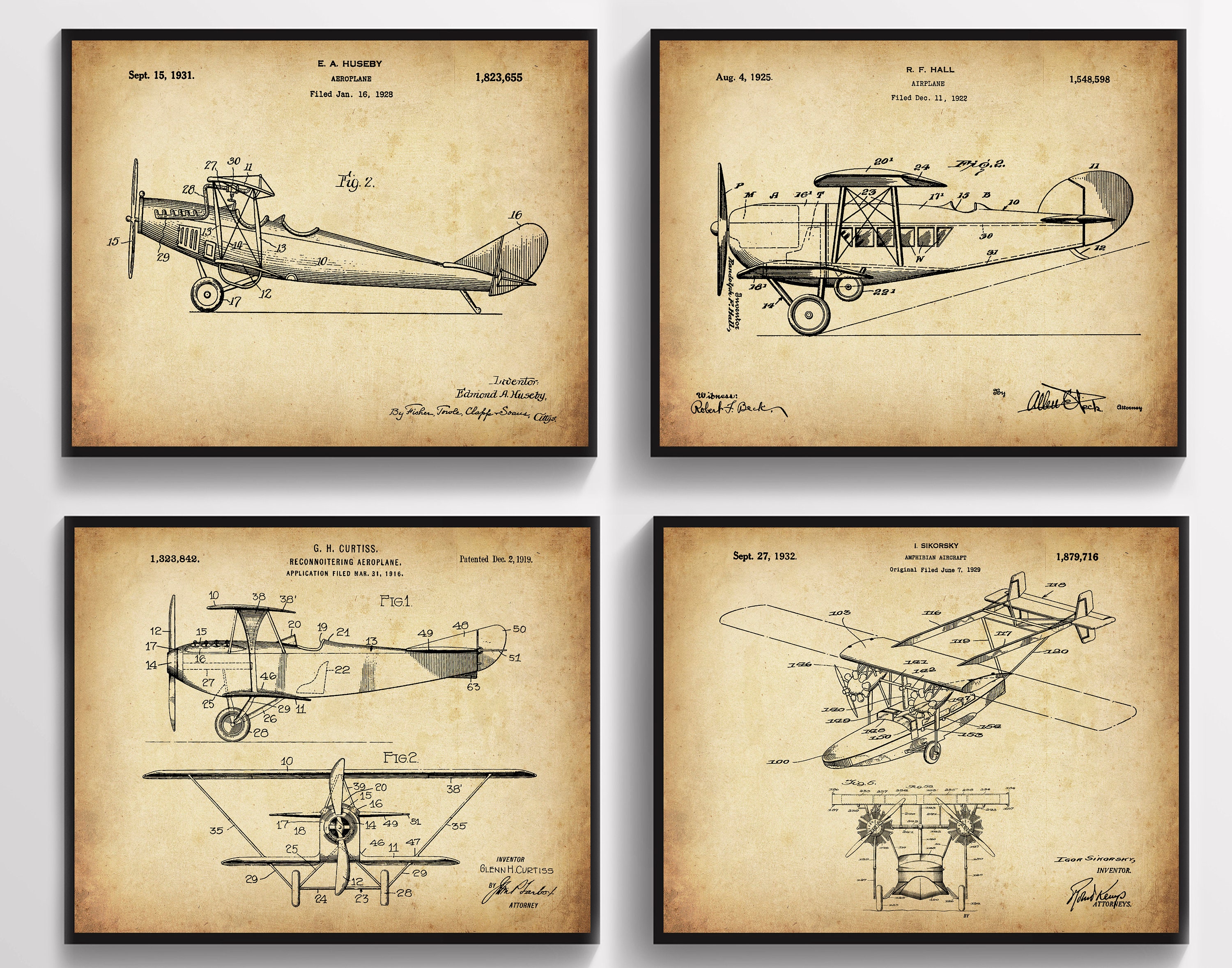 4 Vintage Airplane Art Patents Aviation Poster Plane Blueprint Air Force  Wall Decor Pilot Gift Home Wall Decor Boys Room Decor Mechanic Gift - Etsy  Canada