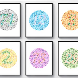Set 6 Ishihara Test Medizinische Kunst Farbenblindheitstest Farbmangel-Optiker Geschenk Augenheilkunde