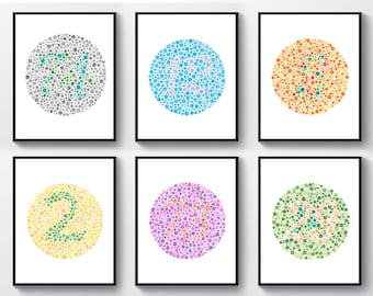 Set de 6 Test de Ishihara, Arte Médico, Prueba de Daltonismo, Deficiencia de Color, Regalo para Optometrista, Arte Oftalmológico, Decoración de Pared para Clínica Oftalmológica, Arte Óptico