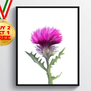 Thistle Print, Botanical Art, Plant Poster, Floral Decor, Modern Wall Decor, Kitchen Decor, Watercolor Flowers Art
