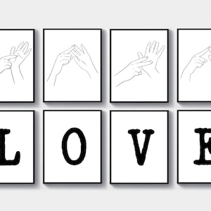 Love Art Fingerspelling Art Auslan Alphabet Art Gebärdensprache Art Finger Spell Art Kommunizierende Kunst Finger Alphabet Poster Finger Speech Art