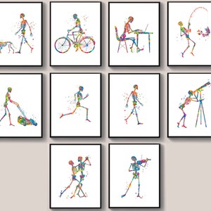 10 Occupational therapy art, Anatomy art, Skeleton art, Activity types art, Motion art, Chiropractor gift, Orthopedic gift, Physical therapy