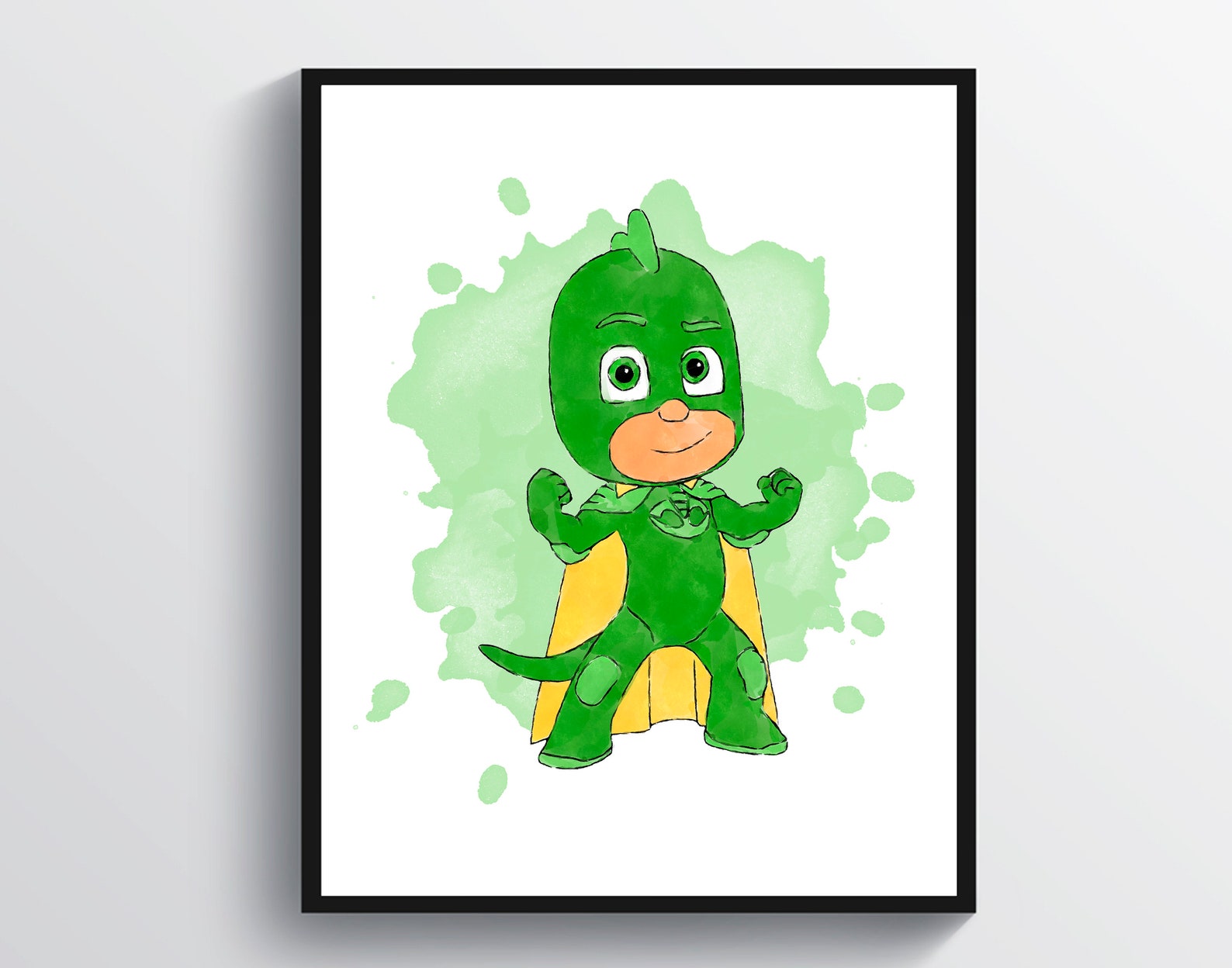 PJ Masks Print Gekko Watercolor Catboy Poster Owlette Art Luna | Etsy
