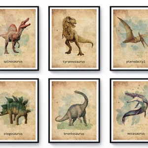 6 Vintage Dinosaurs Art Animal Artwork Dinosaurs Types Poster Dinosaurs With Names Art Dinosaurs Teaching Kids Bedroom Wall Decor
