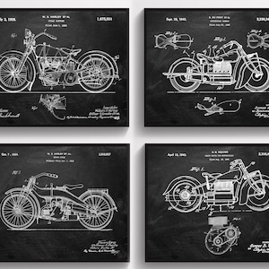 4 Mechanic Gift Motorcycle Patent Art Motorbike Blueprint Retro Bike Wall Decor Biker Gift Garage Wall Decor Man Cave Art Bar Wall Art