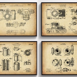 4 Photographer Gift Vintage Photo Camera Patent Art Photography Art Steampunk Decor Camera Invention Blueprint Wall Decor Photo Studio Decor