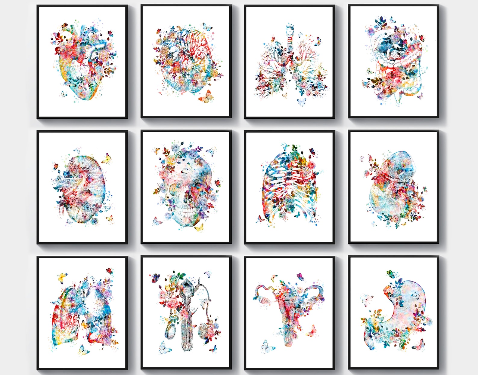 Anatomy Set 12 Watercolor Medical Art Human Anatomical Organs and ...