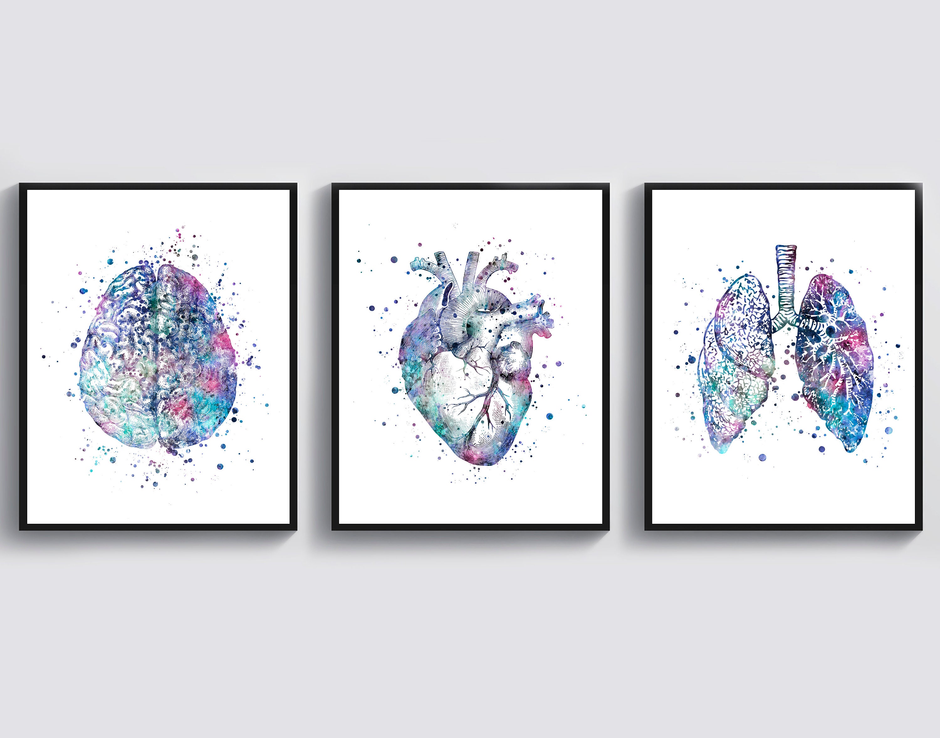 3 Doctor Gift Watercolor Anatomy Art Medical Artwork Human Brain Art ...