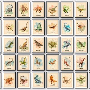 40 Vintage Dinosaurs Art Animal Art Dinosaurs Names Poster Dinosaurs Types Education Kids Room Decor Dinosaurs Lover Gift