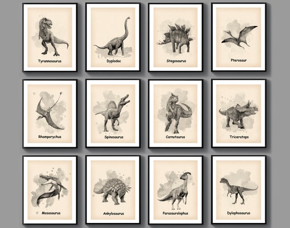 Nombres de dinosaurios Carteles de arte vintage Tipos de - Etsy España Nombres de dinosaurios Carteles de arte vintage Tipos de - Etsy España