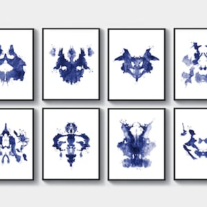 8 Rorschach Test Cards, Psychiatry Poster, Rorschach Blots Test, Rorschach Inkblot, Medical Wall Decor, Psychologist Gift, Doctor Gift Decor