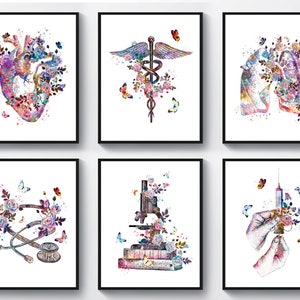 6 Watercolor Medical Art Physical Therapy Art Anatomy Artwork Doctor Gift Nurse Gift Registered Nurse Graduation Physical Therapist Artwork