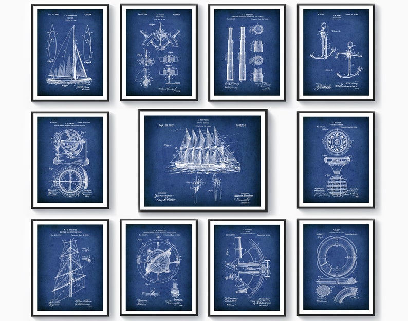11 Nautical Art Patent Drawing Beach Art Marine Poster - Etsy