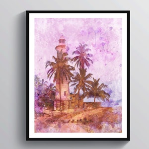 Watercolor Lighthouse Art Beacon Art Watchtower Art Nautical Art Tropical Art Sailor Gift Yachtsman Gift Beach House Decor