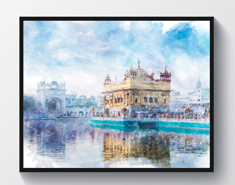 4 Art du paysage indien, Art du Taj Mahal, Peinture à laquarelle, Œuvres dart de monuments indiens, Décoration murale pour la maison, Art de voyage, Cadeau de professeur de yoga image 3