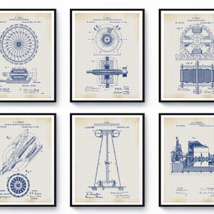 6 Electricity Patent Artwork Nikola Tesla Inventions Thomas Edison Patent Electrical Engineering Blueprint Electrician Gift Mechanic Gift