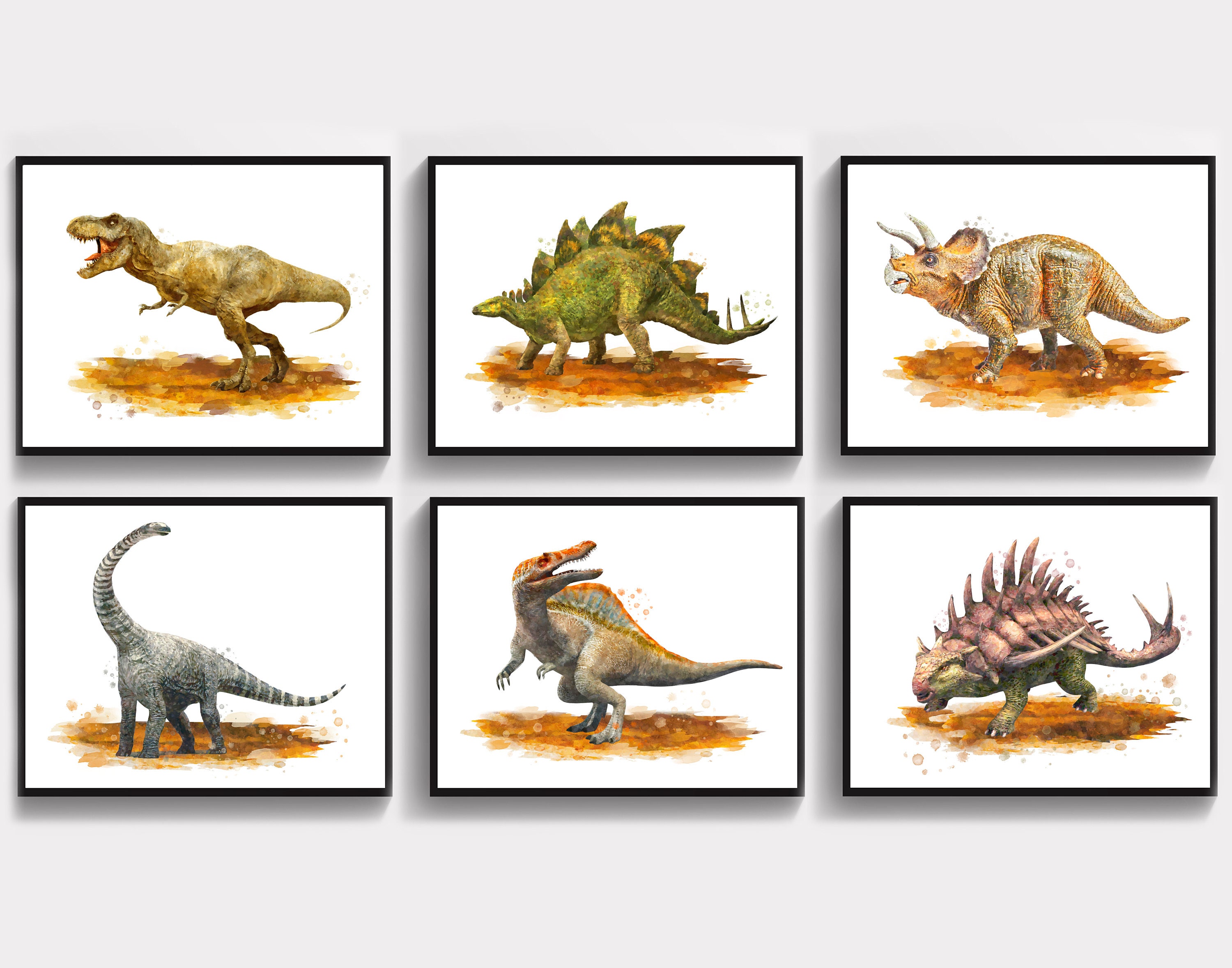 水彩恐竜プリントセット ジュラシックワールドポスター T-Rex