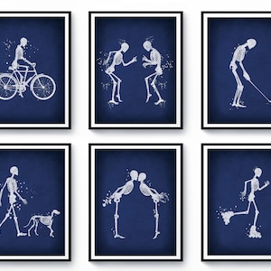 6 Skeleton Art Funny Poster Motion Diagram Human Skeletal System Illustration Medical Artwork Chiropractor Art Orthopaedic Clinic Wall Decor