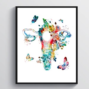 Female Uterus Artwork Female Anatomy Art Obgyn Art Medical Art Female Reproductive System Art Gynecologist Gift Midwife Gift Pregnant Gift
