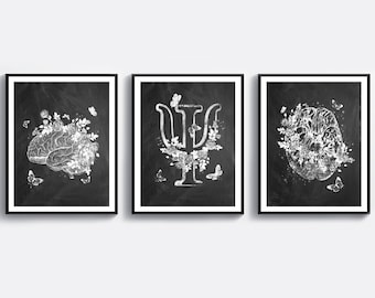 Brain Art Psychology Art Psi Symbol Art Psychologist Gift Science Art Medical Artwork Chalkboard Art Psychiatric Art Medicine Painting