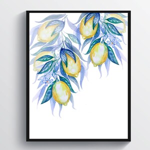 Lemon Watercolor Art Botanical Art Citrus Poster Lemon Tree Decor Modern Wall Decor Kitchen Decor Biology Art Housewarming gift