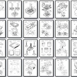 24 Video Game Patent Art Game Room Decor Gamer Gift Electronic Game Device Blueprint Gamepad Scheme Console Patent Gameplay Art