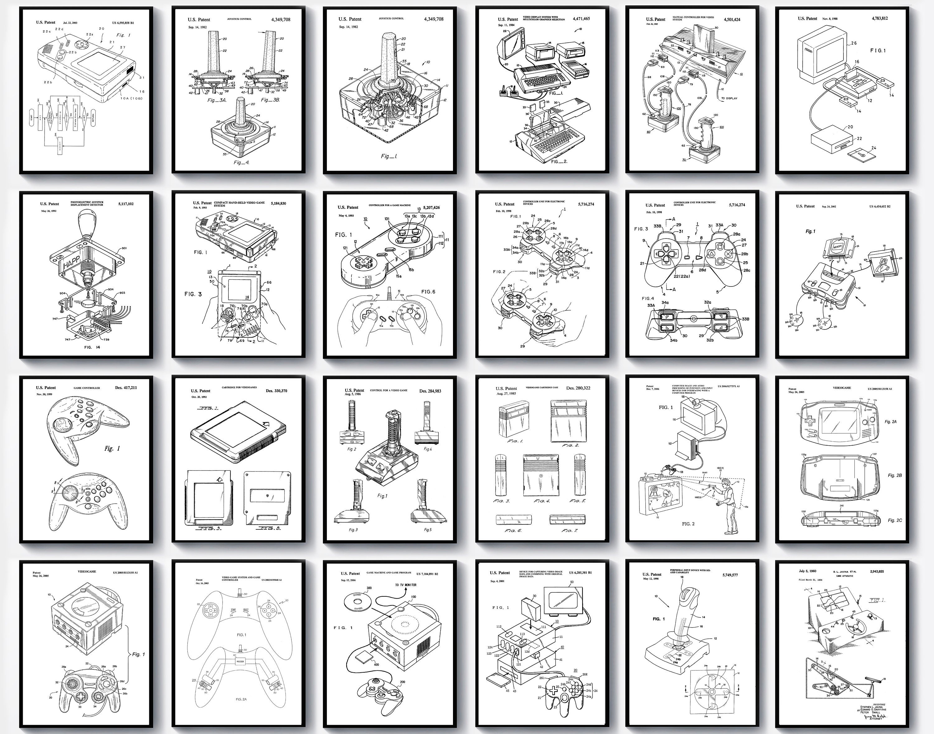 24 Video Game Patent Art Game Room Decor Gamer Gift Electronic - Etsy