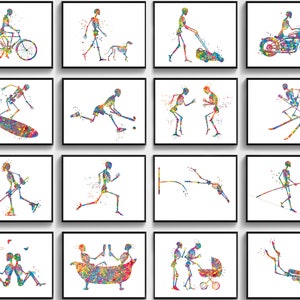 16 Skeletal Artwork Medical Gift Human Moving Skeleton Art Chiropractic Art Orthopedic Art Osteology Art Skeletal Function Diagram Poster