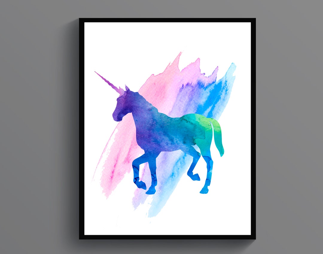 Watercolor Unicorn Art Rainbow Unicorn Art Kids Room Decor Nurs…