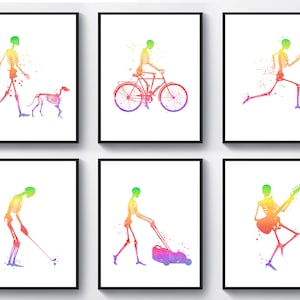 6 Rainbow Skeleton Art Colorful Anatomy Artwork Chiropractor Gift Orthopedic Clinic Decor Physiology Art Medicine Painting Doctor Gift