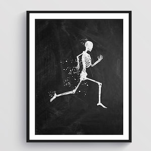 Running Skeleton Art Runner Art Sprinter Art Chalkboard Artwork Human Anatomy Art Medical Art Orthopedic Gift Chiropractor Gift Kinesiology