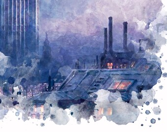ロンドンアート 水彩画 都市風景画 ビッグベン 時計塔 アート ロンドン