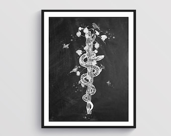 Rod of Asclepius Art Medical Symbol Gift Doctor Graduation Medical Symbol Decor Nurse Gift Medical Student Gift Doctor Office Decor