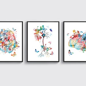 3 Brain Anatomy Art Neuron Art Neurology Art Medical Art Science Art Neurologist Gift Psychologist Gift Scientist Gift