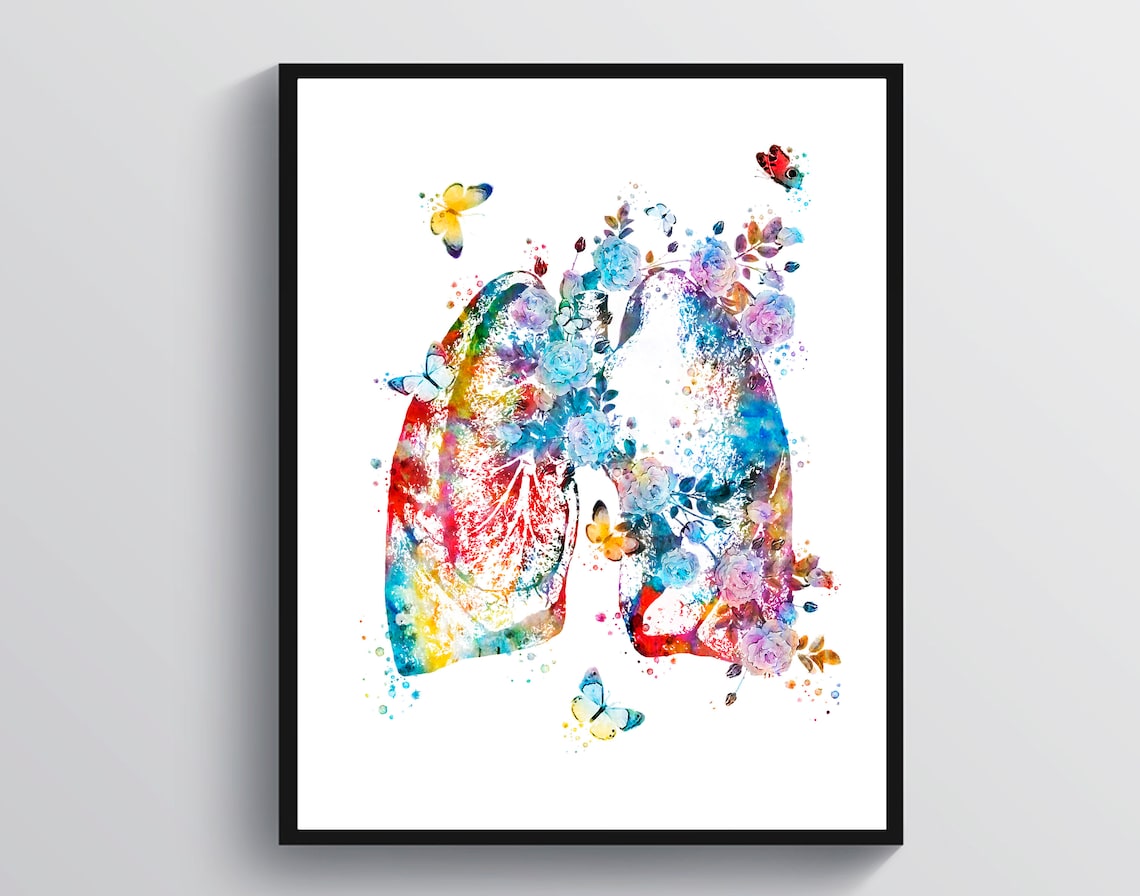 Floral Lungs Watercolor Painting Anatomy Artwork Doctor Gift Nurse Art ...