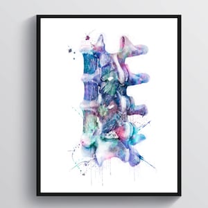 Chiropractor Gift Spine Art Watercolor Anatomy Art Vertebral Column Art Backbone Painting Rachis Art Doctor Gift Surgeon Gift Clinic Art
