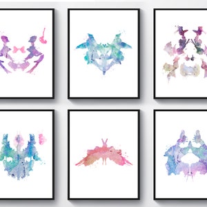 6 Rorschach Blot Wissenschaft Kunst Rorschach Testkarten Aquarell Inkblot Medizinische Kunst Psychologe Geschenk Psychiater Schrank Dekor Arzt Geschenk