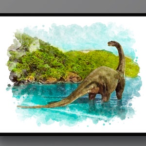 Watercolor Dinosaur Art Prints T-Rex Velociraptor Triceratops Brontosaurus Wall Decor Kids Room Decor Dinosaur Party Birthday Gift image 3