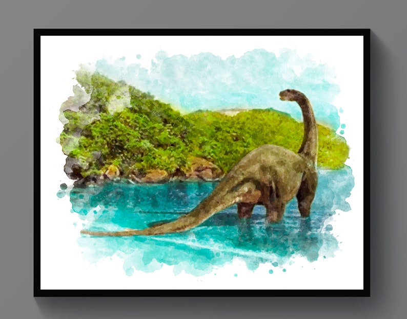 Watercolor Dinosaur Art Prints T-Rex Velociraptor Triceratops Brontosaurus Wall Decor Kids Room Decor Dinosaur Party Birthday Gift image 3