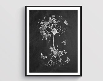 Neuron Art Brain Cell Art Medical Art Anatomy Art Motor Neuron Print Neurology Art Neuroscience Art Neurologist Gift Neurosurgeon Gift