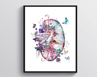 Rein Art Anatomie humaine Artwork Nephrologist Don Science médicale Art Physiologie Art Chirurgien Cadeau Med Bureau Art Décor clinique