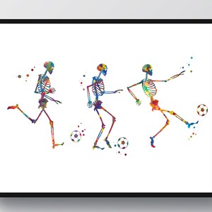 Soccer Art Skeleton Football Player Phases Poster Sport Art Moving Skeleton Art Physiotherapy Art Chiropractic Clinic Decor Orthopedic Gift