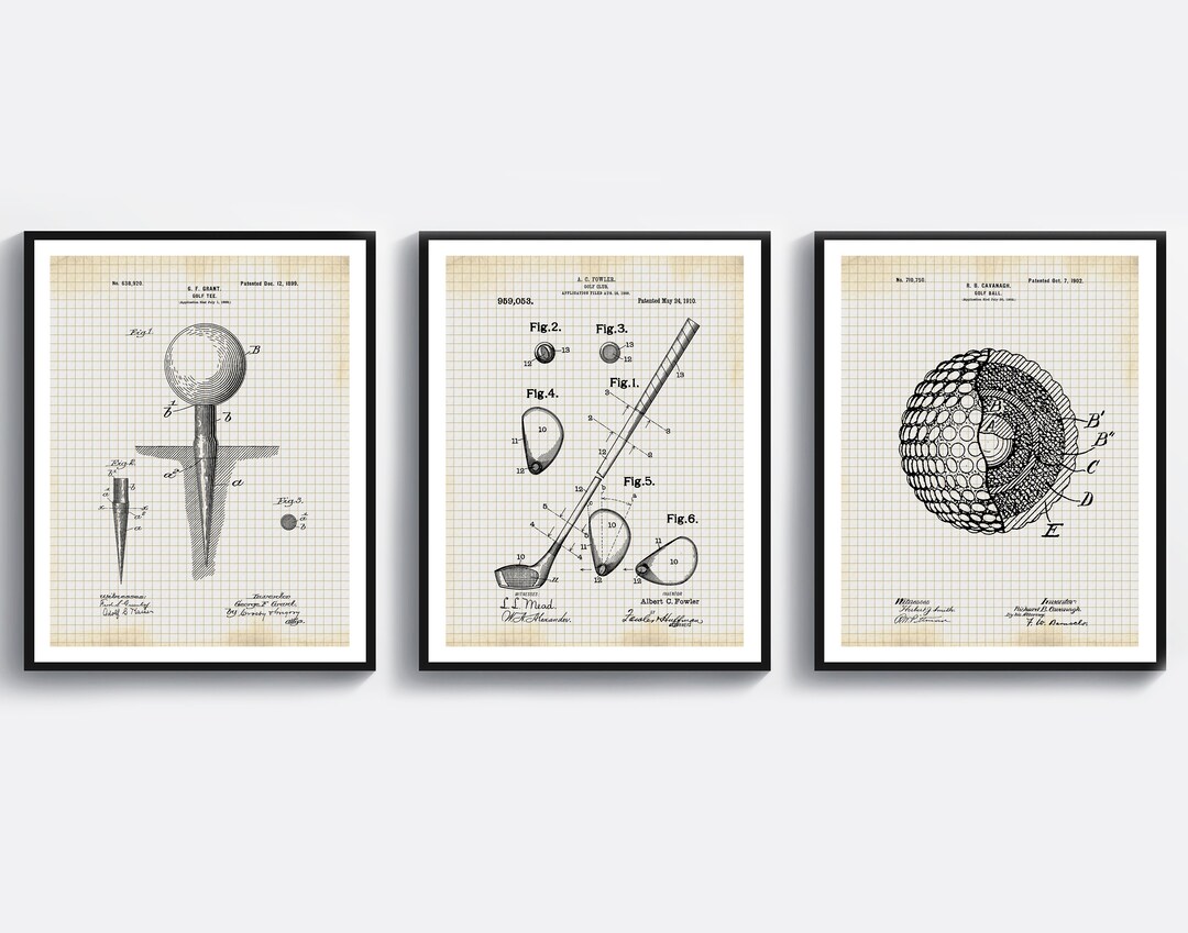 Golf Patent Art, Sports Patent Poster, Golfer Gift, Golf Ball Blueprint